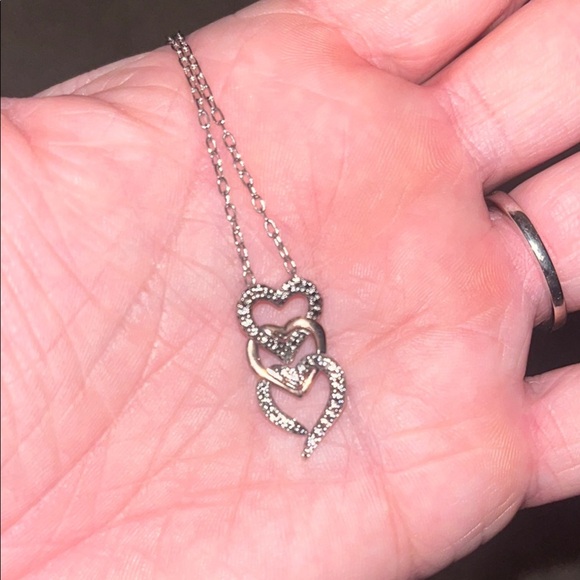 PAJ BB Stamped Elegant Silver with Rose Gold Center Heart Pendant Necklace 18 in - Picture 2 of 4